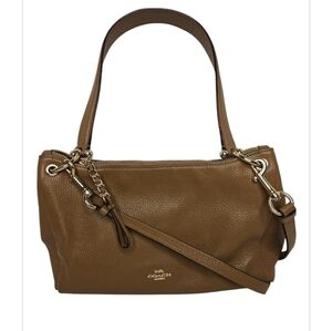 Coach Mia Shoulder Bag Crossbody Light Saddle Brown Pebbled Leather